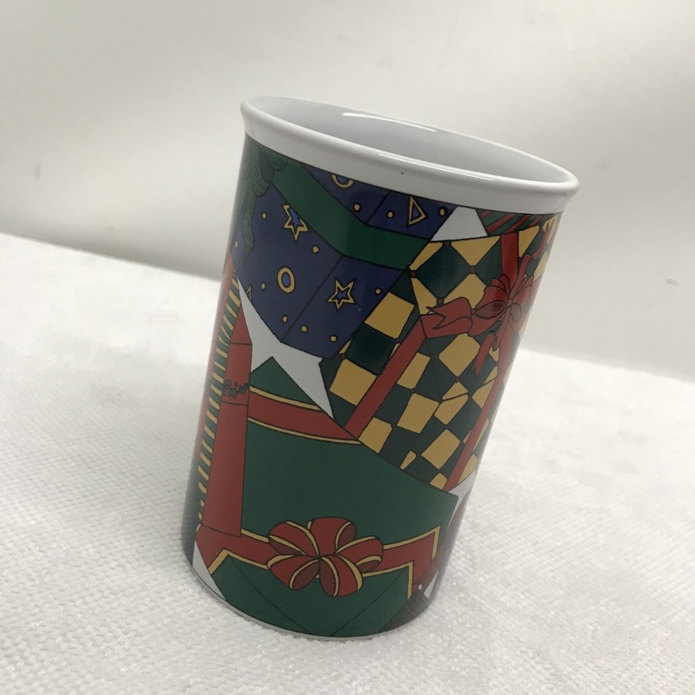 Colorful Presents Funnel Wide Rim Coffee Mug HOLIDAY LIMITED EDITION 1995 VINTAG - Picture 4 of 8
